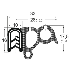 Kantenschutzdichtprofil 1310072, KB 1-2,5, EPDM, schwarz