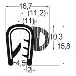 Kantenschutzdichtprofil 1310032, KB 4-6, PVC/EPDM, schwarz