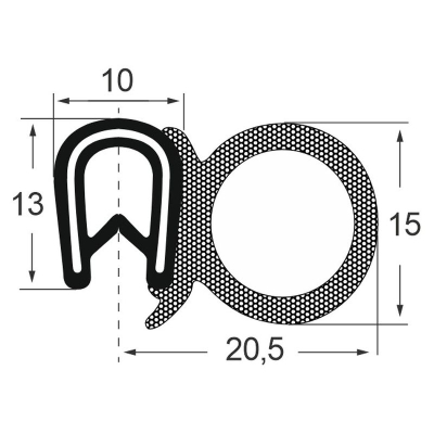 Kantenschutzdichtprofil 1311011, KB 1-4, PVC/EPDM, schwarz