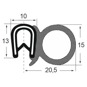 Kantenschutzdichtprofil 1311011, KB 1-4, PVC/EPDM, schwarz