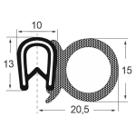 Kantenschutzdichtprofil 1311011, KB 1-4, PVC/EPDM, schwarz