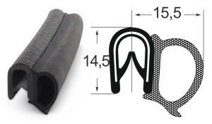 Kantenschutzdichtprofil 1311035, KB 1-4, PVC/EPDM, schwarz