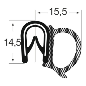 Kantenschutzdichtprofil 1311035, KB 1-4, PVC/EPDM, schwarz