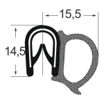 Kantenschutzdichtprofil 1311035, KB 1-4, PVC/EPDM, schwarz