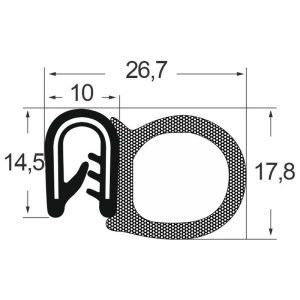 Kantenschutzdichtprofil 1310016, KB 1-4, PVC/EPDM, schwarz