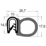 Kantenschutzdichtprofil 1310016, KB 1-4, PVC/EPDM, schwarz