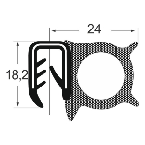 Kantenschutzdichtprofil 1310046, KB 4-6, PVC/EPDM, schwarz