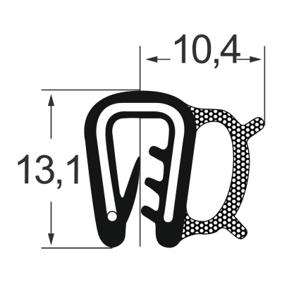 Kantenschutzdichtprofil 131A007S, KB 2, EPDM, schwarz