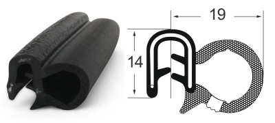 Kantenschutzdichtprofil 1311002, KB 2-4, EPDM, schwarz