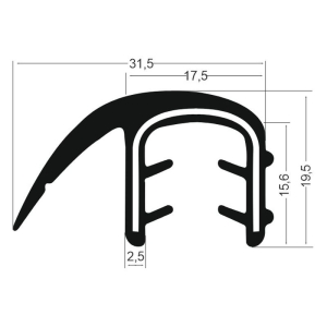 Kantenschutzdichtprofil 1310045, KB 8-10, EPDM, schwarz