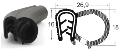 Kantenschutzdichtprofil 1311004, EPDM, schwarz