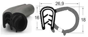 Kantenschutzdichtprofil 1311004, EPDM, schwarz