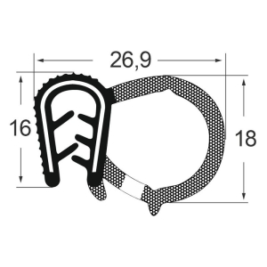 Kantenschutzdichtprofil 1311004, EPDM, schwarz