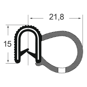 Kantenschutzdichtprofil 1311036, KB 1-3,5, EPDM, schwarz