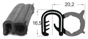 Kantenschutzdichtprofil 1311015, KB 5-6, EPDM, schwarz