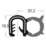 Kantenschutzdichtprofil 1311015, KB 5-6, EPDM, schwarz