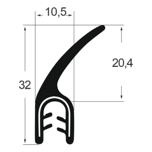 Kantenschutzdichtprofil 1311014, KB 2-4, EPDM, schwarz