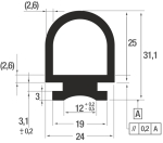 Fingerschutzprofil 13369 EPDM 24x31 mm