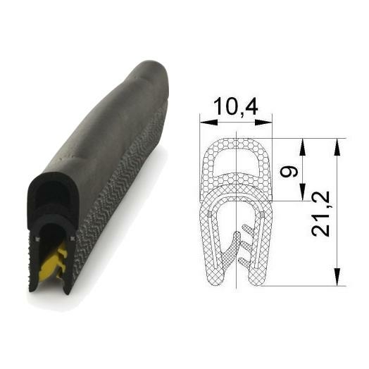 Kantenschutzprofil KB 1-4 mm Außenmaß 10x14,5 mm KantenschutzKederband schwarz. 