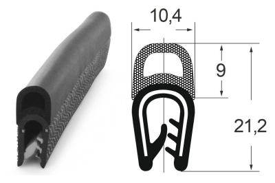 Kantenschutzdichtprofil 1310014, KB 1-4, PVC/EPDM, schwarz