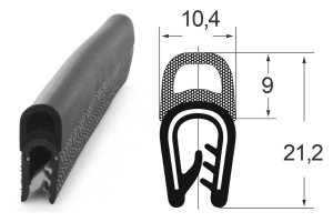 Kantenschutzdichtprofil 1310014, KB 1-4, PVC/EPDM, schwarz