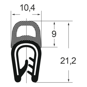 Kantenschutzdichtprofil 1310014, KB 1-4, PVC/EPDM, schwarz