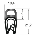 Kantenschutzdichtprofil 1310014, KB 1-4, PVC/EPDM, schwarz