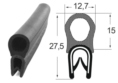 Kantenschutzdichtprofil 1310019, KB 1-4, PVC/EPDM, schwarz