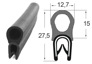 Kantenschutzdichtprofil 1310019, KB 1-4, PVC/EPDM, schwarz