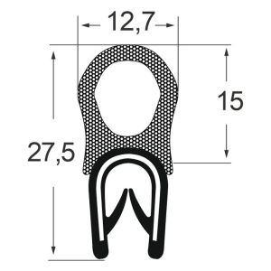 Kantenschutzdichtprofil 1310019, KB 1-4, PVC/EPDM, schwarz