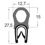 Kantenschutzdichtprofil 1310019, KB 1-4, PVC/EPDM, schwarz
