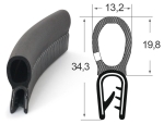 Kantenschutzdichtprofil 13100074, KB 2-4, PVC/EPDM, schwarz