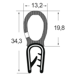 Kantenschutzdichtprofil 13100074, KB 2-4, PVC/EPDM, schwarz