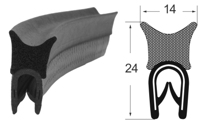 Kantenschutzdichtprofil 1310022, KB 1-4, PVC/EPDM, schwarz