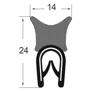 Kantenschutzdichtprofil 1310022, KB 1-4, PVC/EPDM, schwarz