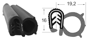 Kantenschutzdichtprofil 1311051, KB 4-6, EPDM, schwarz