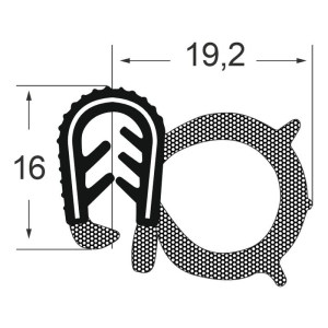 Kantenschutzdichtprofil 1311051, KB 4-6, EPDM, schwarz