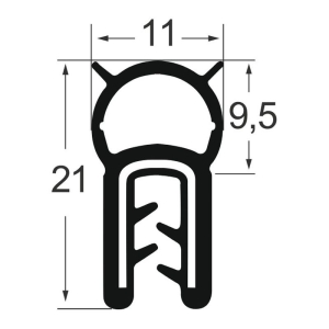 Kantenschutzdichtprofil 1310026, KB 1-2,5, PVC, schwarz