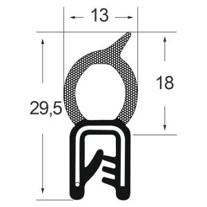 Kantenschutzdichtprofil 13110312, KB 1-2,5, EPDM, schwarz