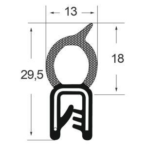 Kantenschutzdichtprofil 13110314, KB 2-4, EPDM, schwarz