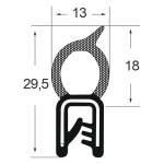 Kantenschutzdichtprofil 13110314, KB 2-4, EPDM, schwarz