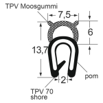 Kantenschutzdichtprofil 1310025POM, KB 1-2, TPE, schwarz