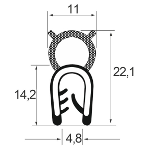 Kantenschutzdichtprofil 1310026POM, KB 1-2,5, TPE, schwarz