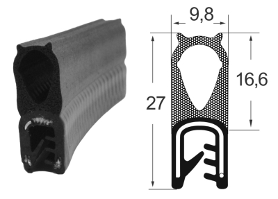 Kantenschutzdichtprofil 1311032, KB 1,5-3,5, EPDM, schwarz