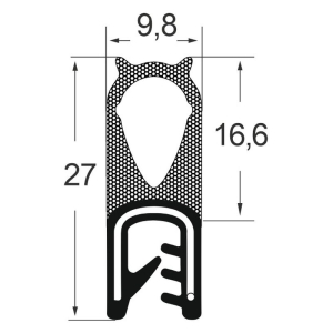 Kantenschutzdichtprofil 1311032, KB 1,5-3,5, EPDM, schwarz