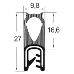 Kantenschutzdichtprofil 1311032, KB 1,5-3,5, EPDM, schwarz
