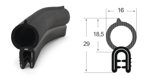 Kantenschutzdichtprofil 138555, KB 1-2,5, EPDM, schwarz