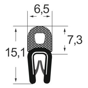 Kantenschutzdichtprofil 1311013, KB 1-2, PVC/EPDM, schwarz