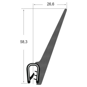 Kantenschutzdichtprofil 1310021, KB 2-4, PVC/EPDM, schwarz