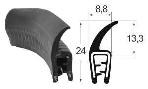 Kantenschutzdichtprofil 1310023, KB 1-2,5 EPDM, schwarz